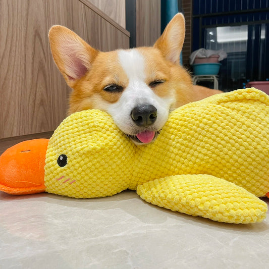 Large Yellow Calming Duck Dog Toy Bite-Resistant 